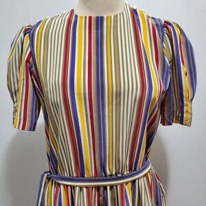 Vintage Albert Nipon Multicolored Striped Executive Dress
